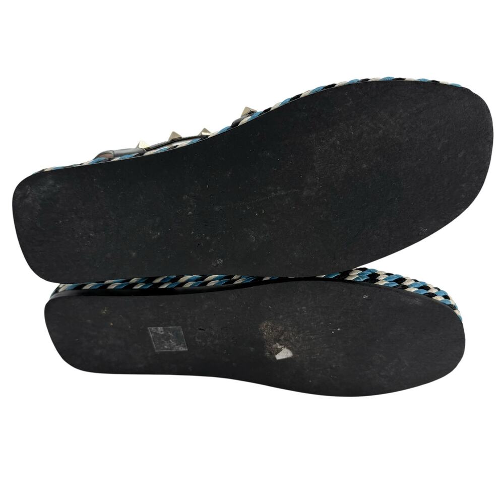 Valentino Rockstud Caged Leather Platform Sandals EU 40 Blue Braided - Picture 12 of 12